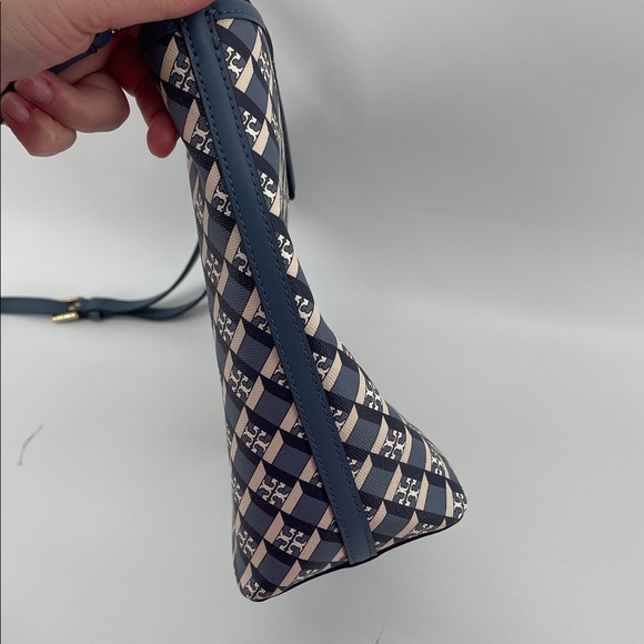 Tory Burch Geo Logo Mini Zip Top Tote in Blue A15 - Picture 10 of 10